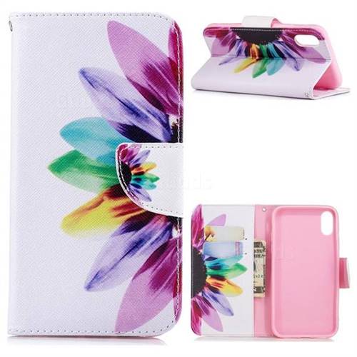 Seven-color Flowers Leather Wallet Case for iPhone Xr (6.1 inch)