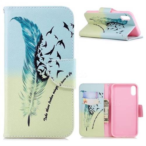 Feather Bird Leather Wallet Case for iPhone Xr (6.1 inch)