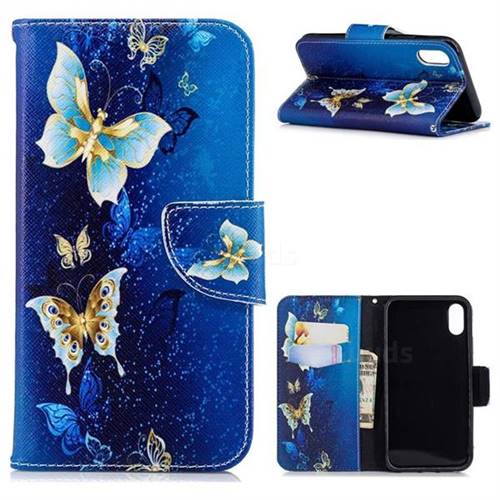Golden Butterflies Leather Wallet Case for iPhone Xr (6.1 inch)