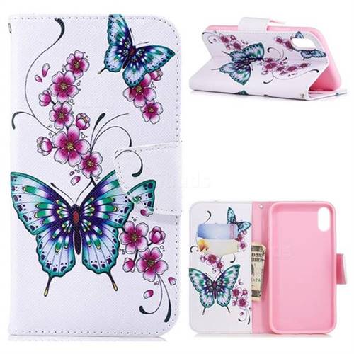 Peach Butterflies Leather Wallet Case for iPhone Xr (6.1 inch)