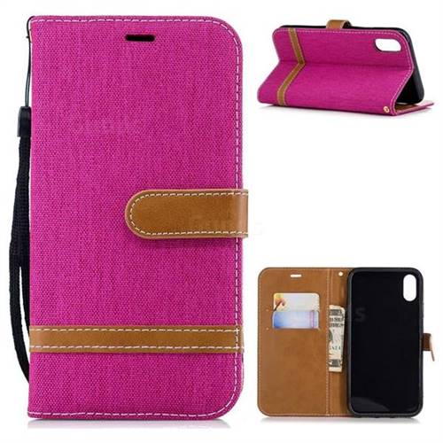 Jeans Cowboy Denim Leather Wallet Case for iPhone Xr (6.1 inch) - Rose