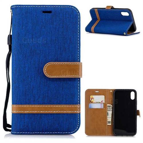 Jeans Cowboy Denim Leather Wallet Case for iPhone Xr (6.1 inch) - Sapphire