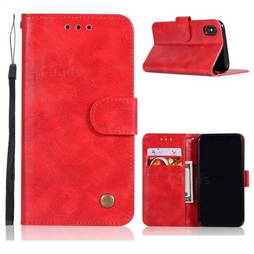Luxury Retro Leather Wallet Case for iPhone Xr (6.1 inch) - Red