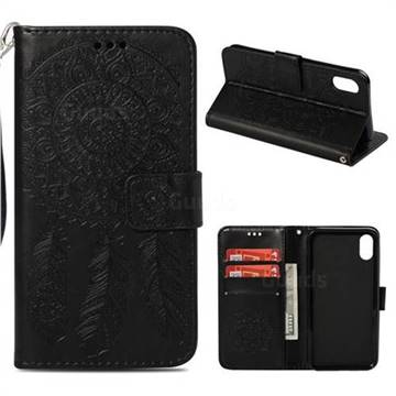 Embossing Campanula Flower Leather Wallet Case for iPhone Xr (6.1 inch) - Black