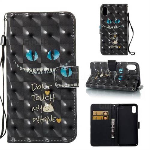 Blue Eye 3D Painted Leather Wallet Case for iPhone Xr (6.1 inch)