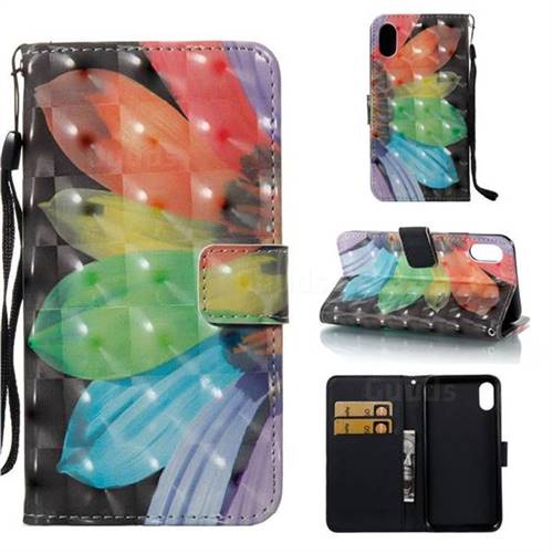 Colorful Sunflower 3D Painted Leather Wallet Case for iPhone Xr (6.1 inch)