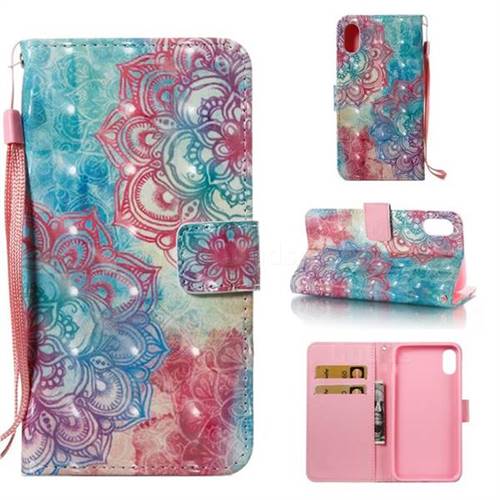 Fire Red Flower 3D Painted Leather Wallet Case for iPhone Xr (6.1 inch)