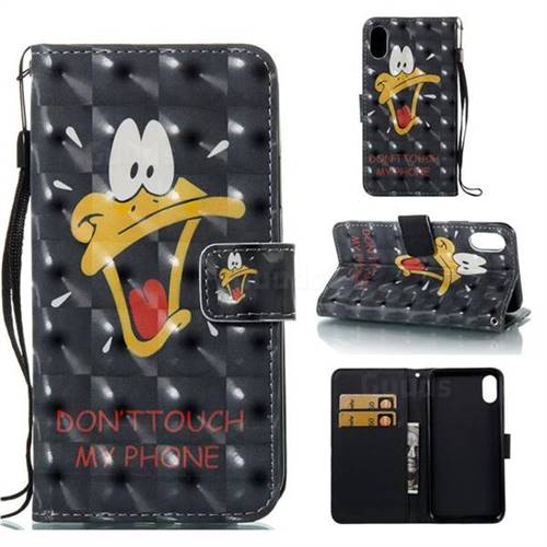 Saliva Duck 3D Painted Leather Wallet Case for iPhone Xr (6.1 inch)