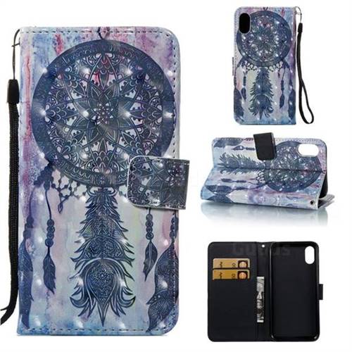 Black Campanula 3D Painted Leather Wallet Case for iPhone Xr (6.1 inch)
