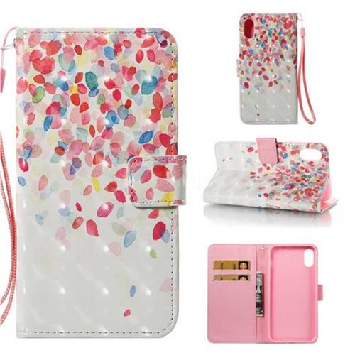 Colored Petals 3D Painted Leather Wallet Case for iPhone Xr (6.1 inch)