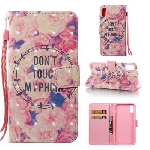 Retro Flowers 3D Painted Leather Wallet Case for iPhone Xr (6.1 inch)