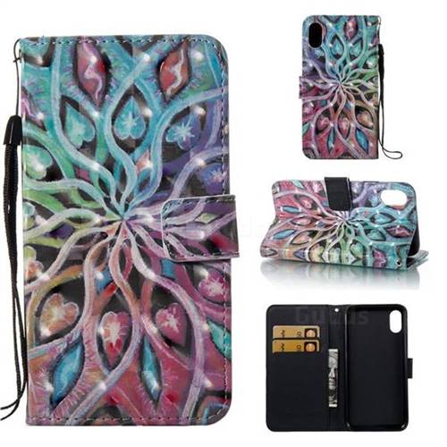 Spreading Flowers 3D Painted Leather Wallet Case for iPhone Xr (6.1 inch)
