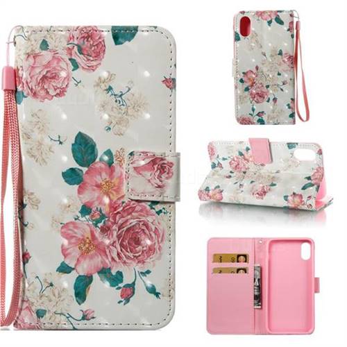Chinese Rose 3D Painted Leather Wallet Case for iPhone Xr (6.1 inch)