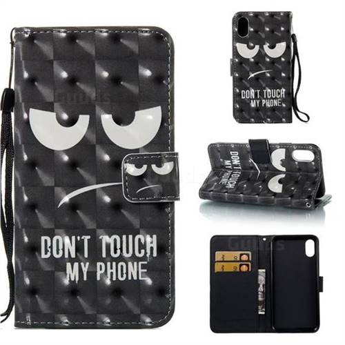Do Not Touch My Phone 3D Painted Leather Wallet Case for iPhone Xr (6.1 inch)