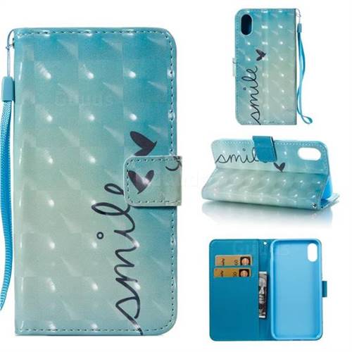 Smile Butterfly 3D Painted Leather Wallet Case for iPhone Xr (6.1 inch)