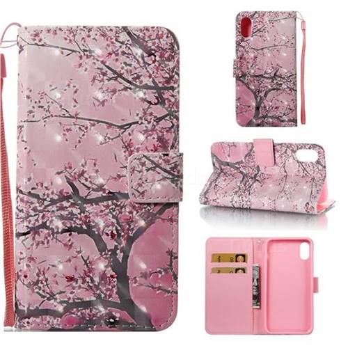 Cherry Tree 3D Painted Leather Wallet Case for iPhone Xr (6.1 inch)