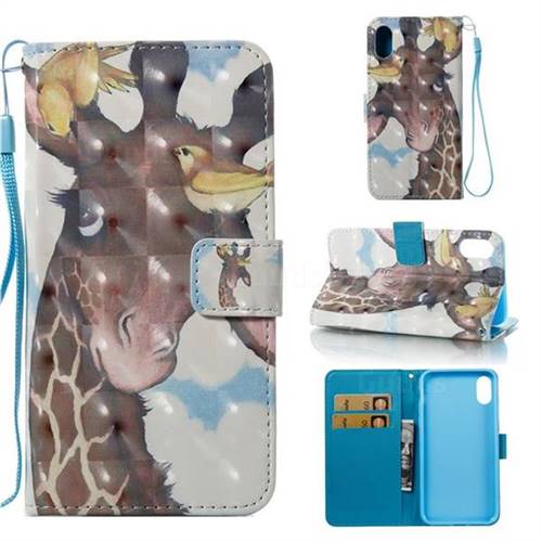 Birds Giraffe 3D Painted Leather Wallet Case for iPhone Xr (6.1 inch)