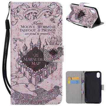 Castle The Marauders Map PU Leather Wallet Case for iPhone Xr (6.1 inch)