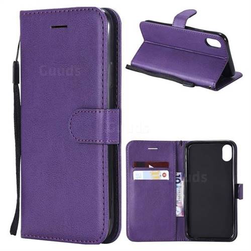 Retro Greek Classic Smooth PU Leather Wallet Phone Case for iPhone Xr (6.1 inch) - Purple