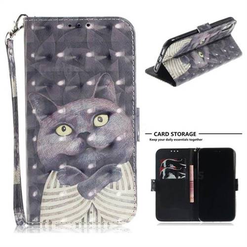 Cat Embrace 3D Painted Leather Wallet Phone Case for iPhone Xr (6.1 inch)