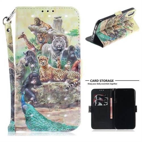Beast Zoo 3D Painted Leather Wallet Phone Case for iPhone Xr (6.1 inch)