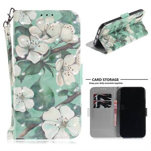 Watercolor Flower 3D Painted Leather Wallet Phone Case for iPhone Xr (6.1 inch)