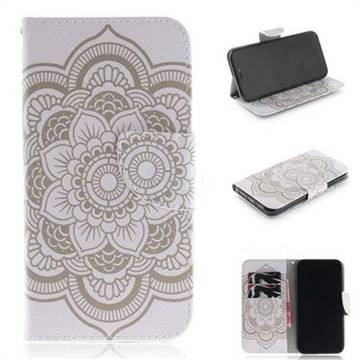 White Flowers PU Leather Wallet Case for iPhone Xr (6.1 inch)