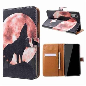 Moon Wolf Leather Wallet Case for iPhone Xr (6.1 inch)