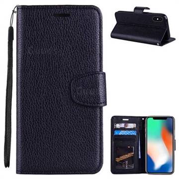 Litchi Pattern PU Leather Wallet Case for iPhone Xr (6.1 inch) - Black