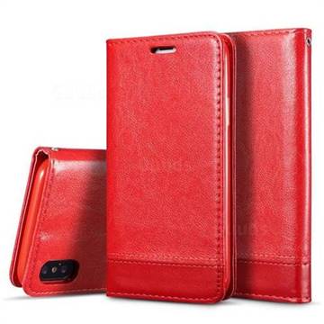 Magnetic Suck Stitching Slim Leather Wallet Case for iPhone Xr (6.1 inch) - Red