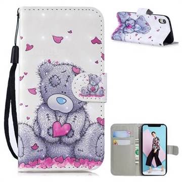 Love Panda 3D Painted Leather Wallet Phone Case for iPhone Xr (6.1 inch)