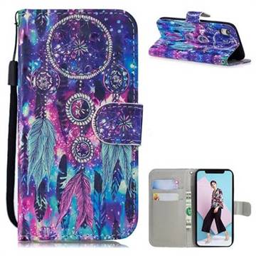 Star Wind Chimes 3D Painted Leather Wallet Phone Case for iPhone Xr (6.1 inch)