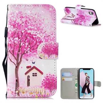Tree House 3D Painted Leather Wallet Phone Case for iPhone Xr (6.1 inch)