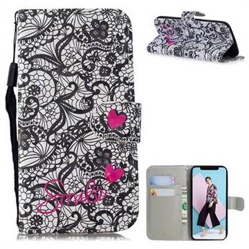 Lace Flower 3D Painted Leather Wallet Phone Case for iPhone Xr (6.1 inch)