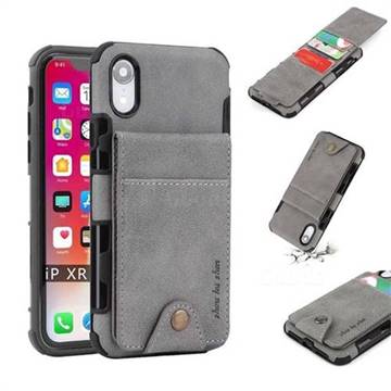 Woven Pattern Multi-function Leather Phone Case for iPhone Xr (6.1 inch) - Gray