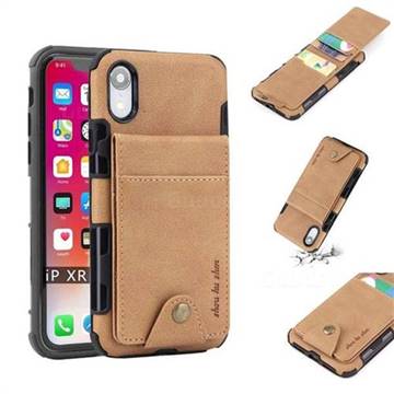Woven Pattern Multi-function Leather Phone Case for iPhone Xr (6.1 inch) - Golden