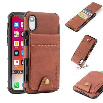 Woven Pattern Multi-function Leather Phone Case for iPhone Xr (6.1 inch) - Brown