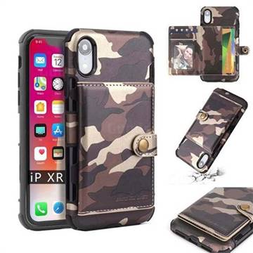 Camouflage Multi-function Leather Phone Case for iPhone Xr (6.1 inch) - Coffee