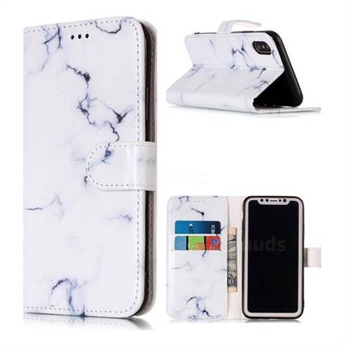 Soft White Marble PU Leather Wallet Case for iPhone Xr (6.1 inch)