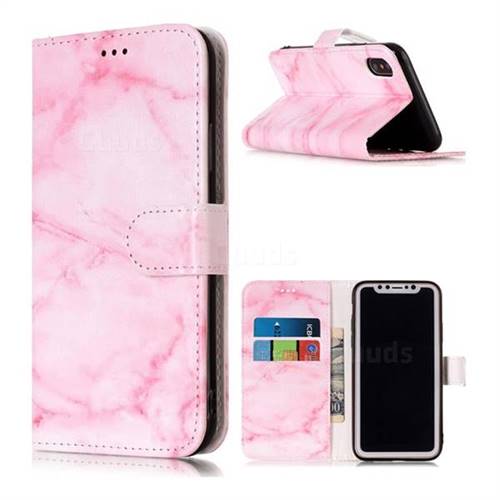 Pink Marble PU Leather Wallet Case for iPhone Xr (6.1 inch)