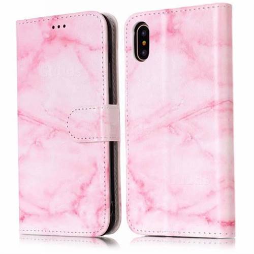 Pink Marble PU Leather Wallet Case for iPhone Xr (6.1 inch) Leather