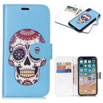 Ghost Head Detachable Smooth PU Leather Wallet Case for iPhone Xr (6.1 inch)