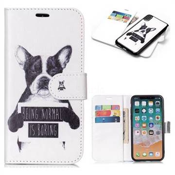 Boring Dog Detachable Smooth PU Leather Wallet Case for iPhone Xr (6.1 inch)