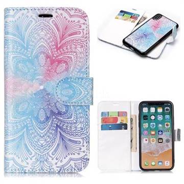 Totem Flower Detachable Smooth PU Leather Wallet Case for iPhone Xr (6.1 inch)