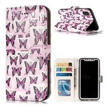 Butterflies Stickers 3D Relief Oil PU Leather Wallet Case for iPhone Xr (6.1 inch)
