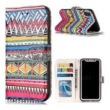 Tribal Pattern 3D Relief Oil PU Leather Wallet Case for iPhone Xr (6.1 inch)