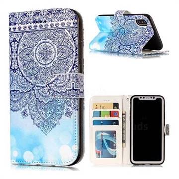 Totem Flower 3D Relief Oil PU Leather Wallet Case for iPhone Xr (6.1 inch)