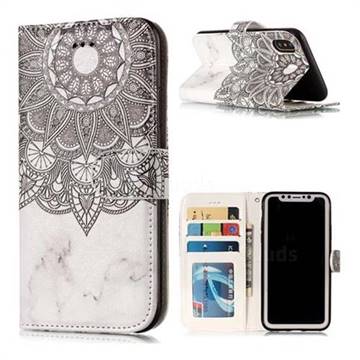 Marble Mandala 3D Relief Oil PU Leather Wallet Case for iPhone Xr (6.1 inch)