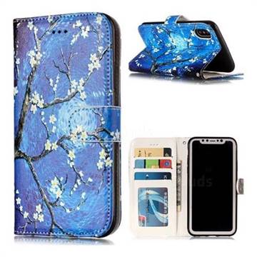 Plum Blossom 3D Relief Oil PU Leather Wallet Case for iPhone Xr (6.1 inch)