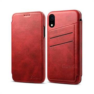 Suteni Retro Classic Card Slots PU Leather Wallet Case for iPhone Xr (6.1 inch) - Red